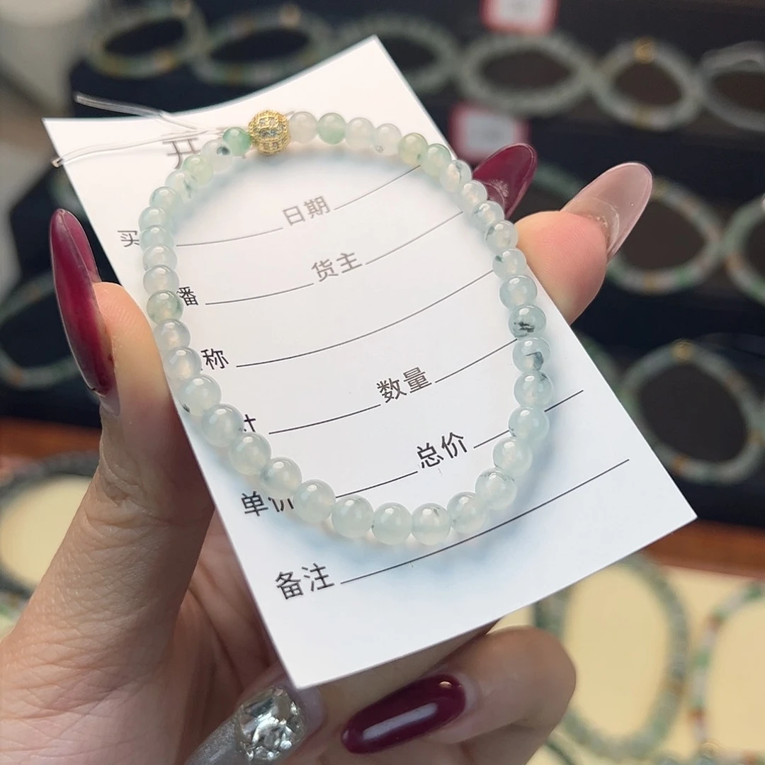 翡翠手串未镶嵌缅甸A货翡翠手串k5 010