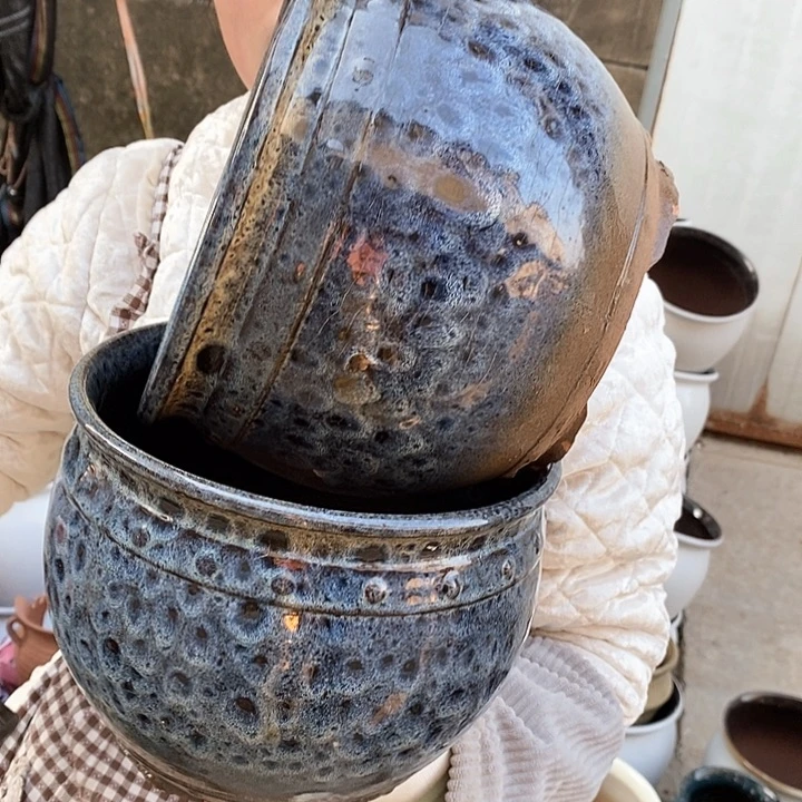 紫砂花盆瑕疵口21高17