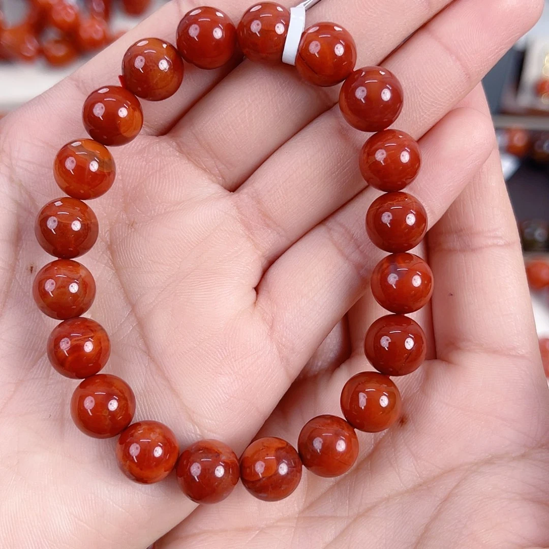 南红玛瑙未镶嵌瓦西锦红双色满肉单圈10mm