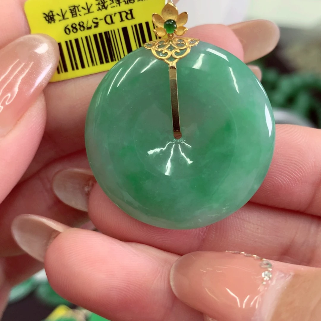 翡翠18K金镶嵌吊坠(不含链)