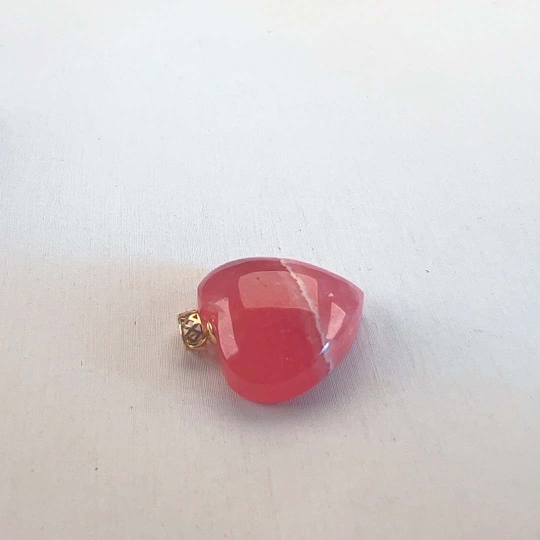 菱锰矿（红纹石）18K金镶嵌吊坠(赠链)