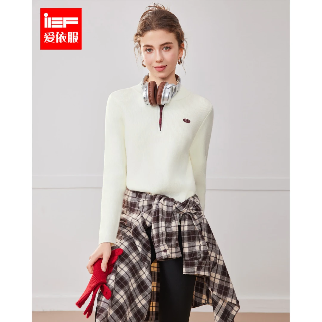 IEF/爱依服上衣2025冬季新款美式时尚休闲通勤百搭上毛织打底衣