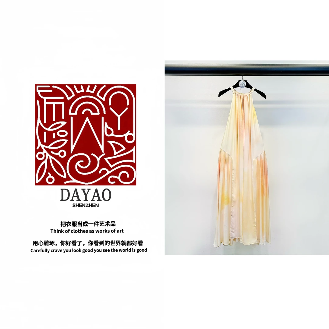 「DAYAO」25s夏法式超仙宽松遮肉美背性感挂脖气质连衣裙WYS252111
