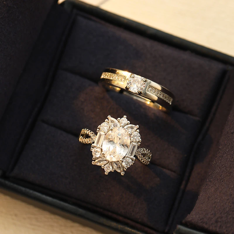 合金合成锆石戒指 仿真结婚活口对戒仿莫桑石鸽子蛋奢华钻戒尾戒