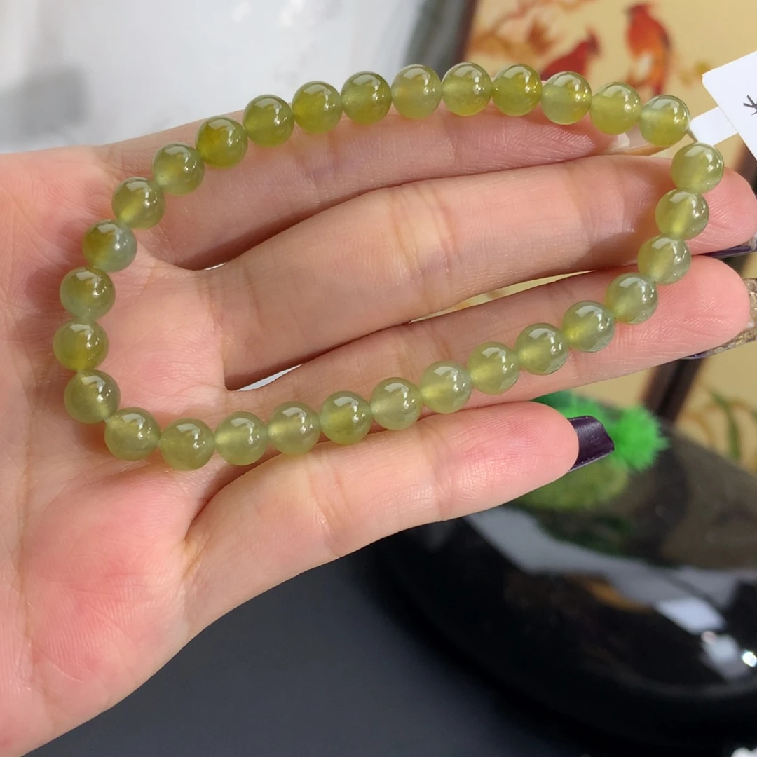 翡翠未镶嵌手串卡6冰胶茶黄手串