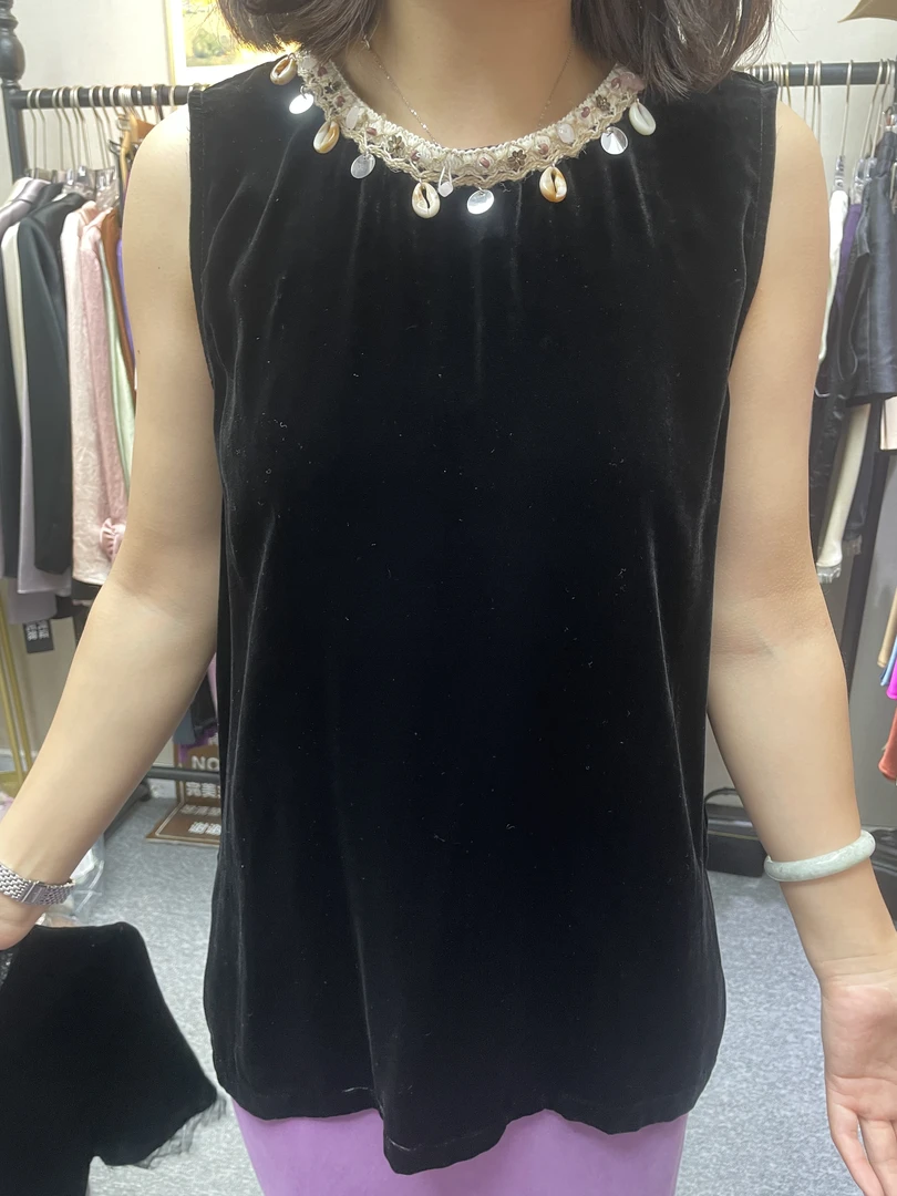 真丝丝绒女士宽松背心复古风