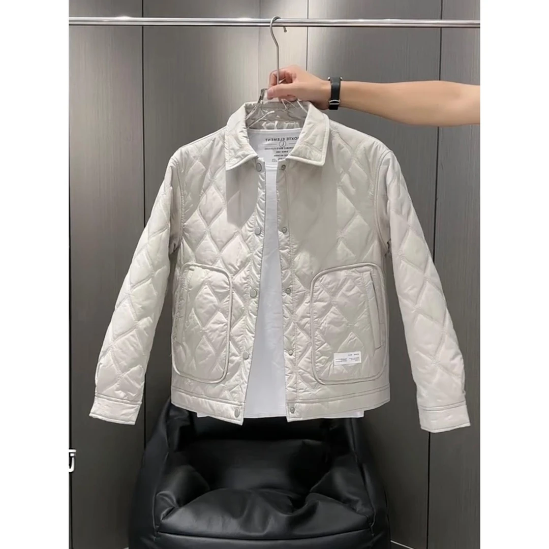 灏吉弧冬季男士翻领薄棉夹克2025新款衬衫气质青年外套棉衣