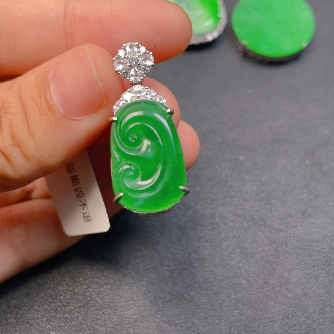 翡翠银S925镶嵌吊坠(不含链)