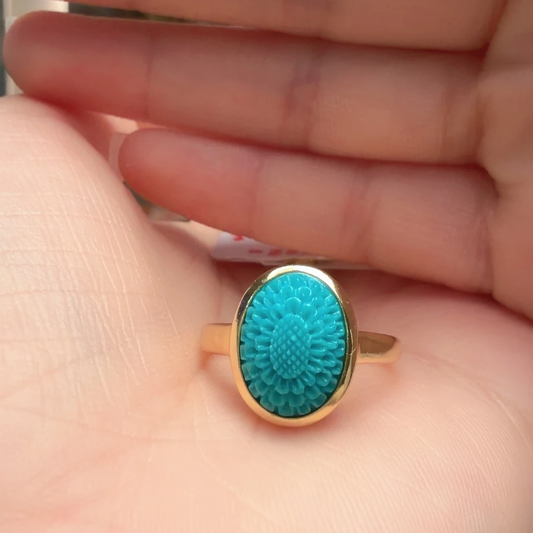 绿松石银S925镶嵌戒指