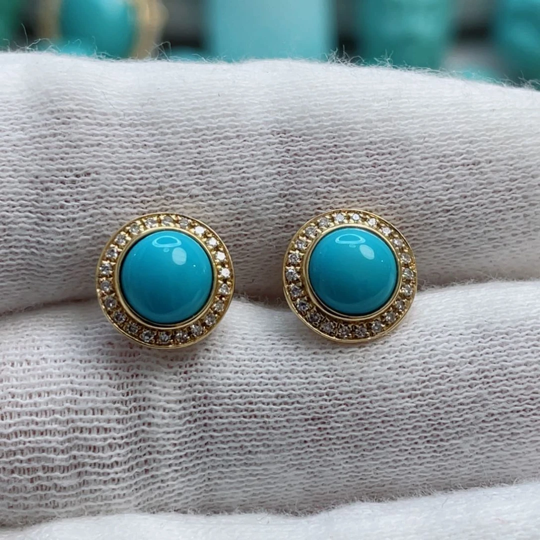 绿松石珠宝奇石18K金镶嵌