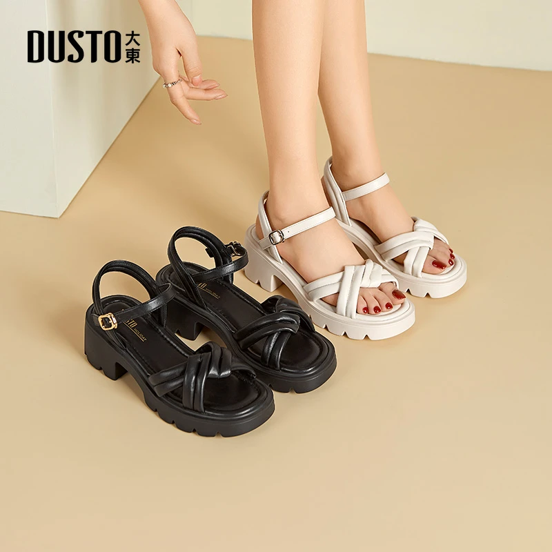 大东女鞋2025夏季通勤百搭气质凉鞋时尚休闲厚底舒适显瘦鞋子0106