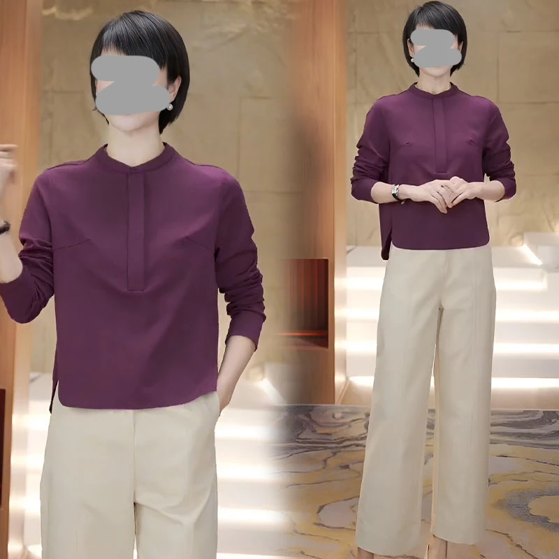 韩版时尚休闲百搭打底T恤女2025年春秋新款洋气显瘦减龄圆领上衣