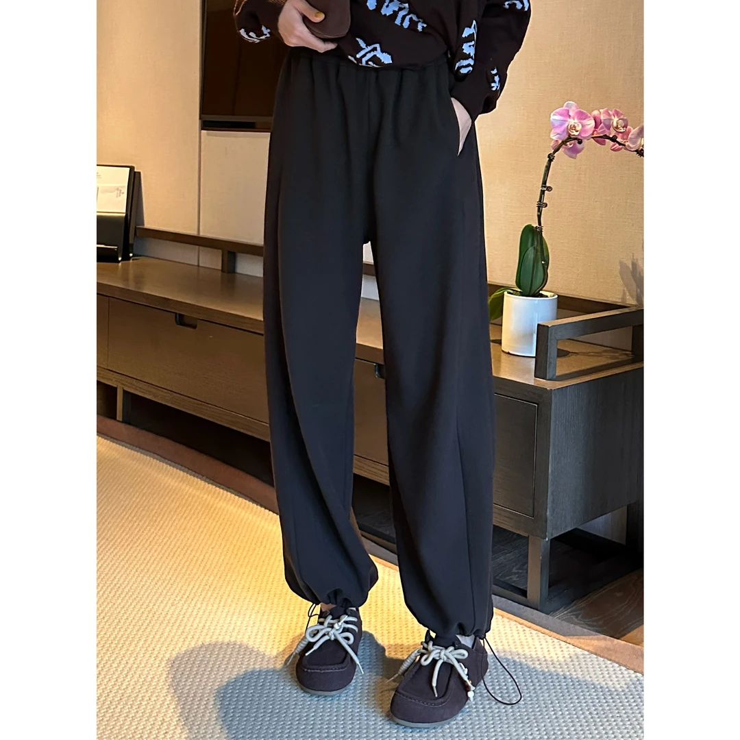 紫紫  暖绒精灵裤 量感时髦磨毛绒染可束脚精灵直筒裤ZD09KZHJ214