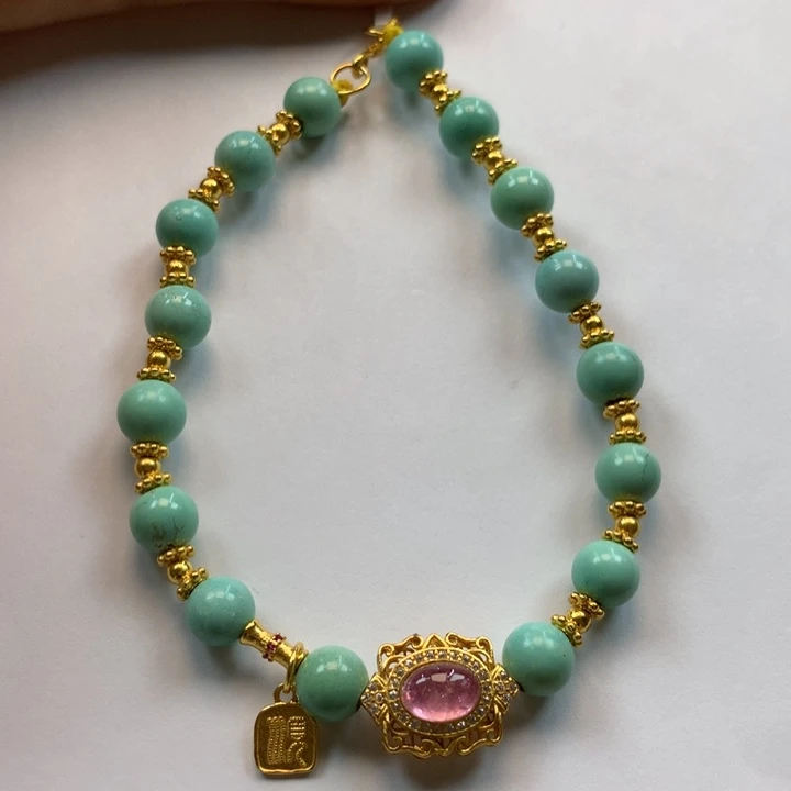 绿松石手串银S925镶嵌