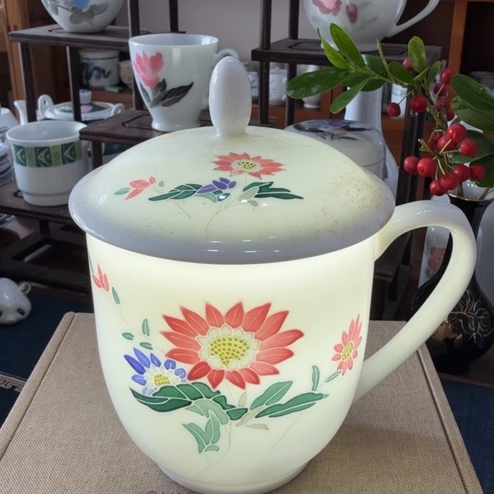 醴陵毛瓷薄胎手绘微瑕茶杯