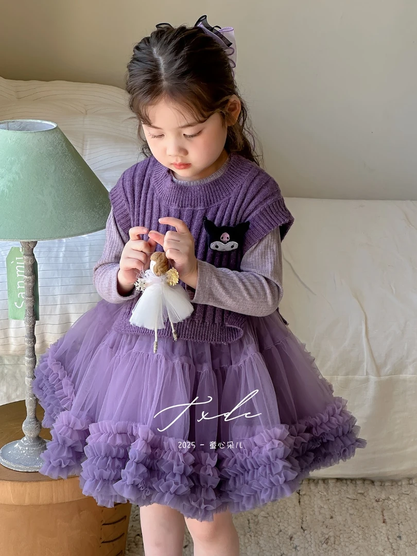 【Bao Bao】秋款女童生日礼服毛衣纱裙套装25020