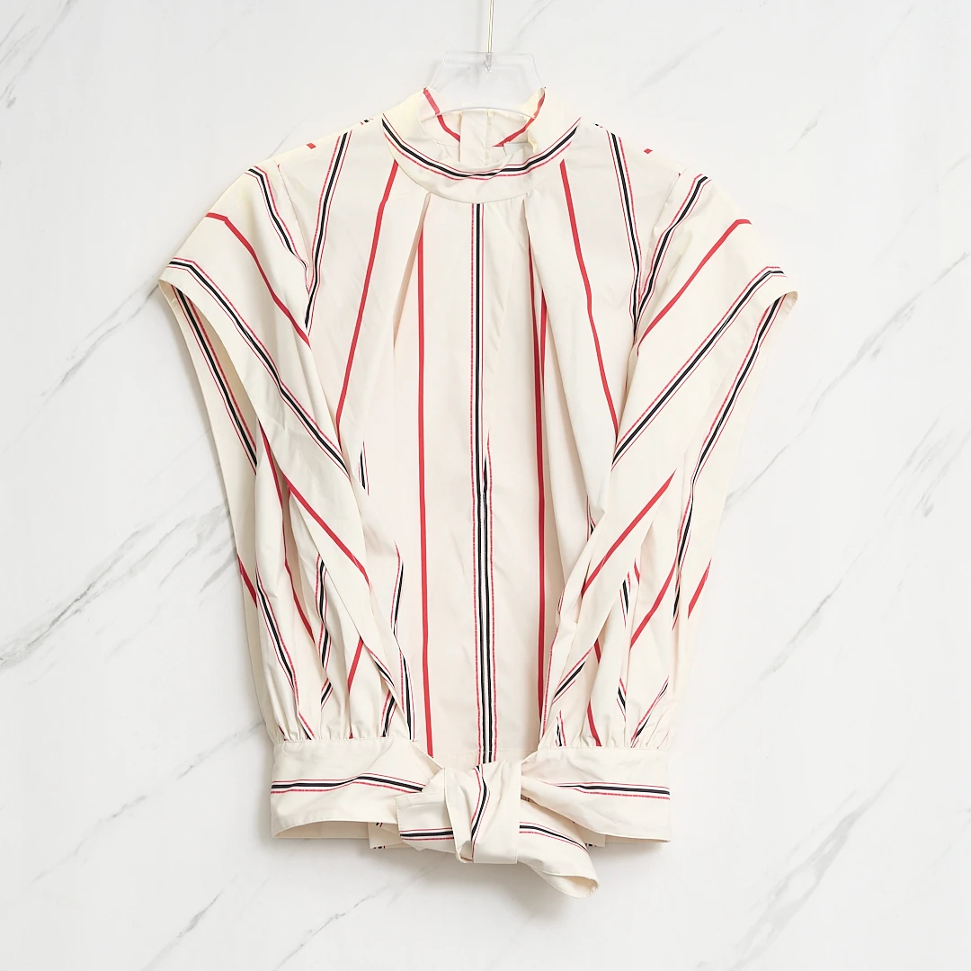 全新未使用/3.1 Phillip Lim女士条纹褶皱衬衣PLGU00066