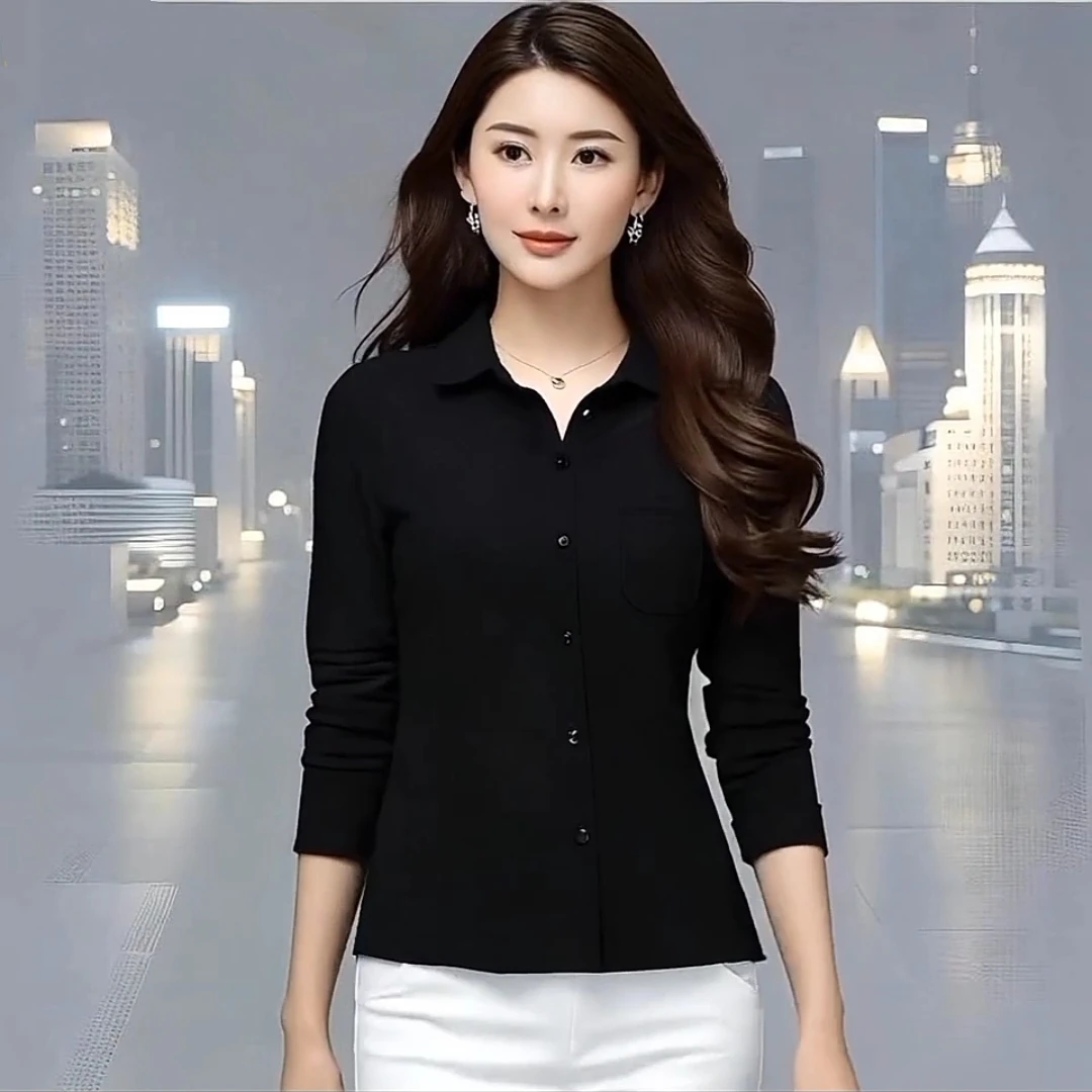 台湾网纱长袖春秋中年女装修身速干薄款衬衫翻领上衣时尚洋气