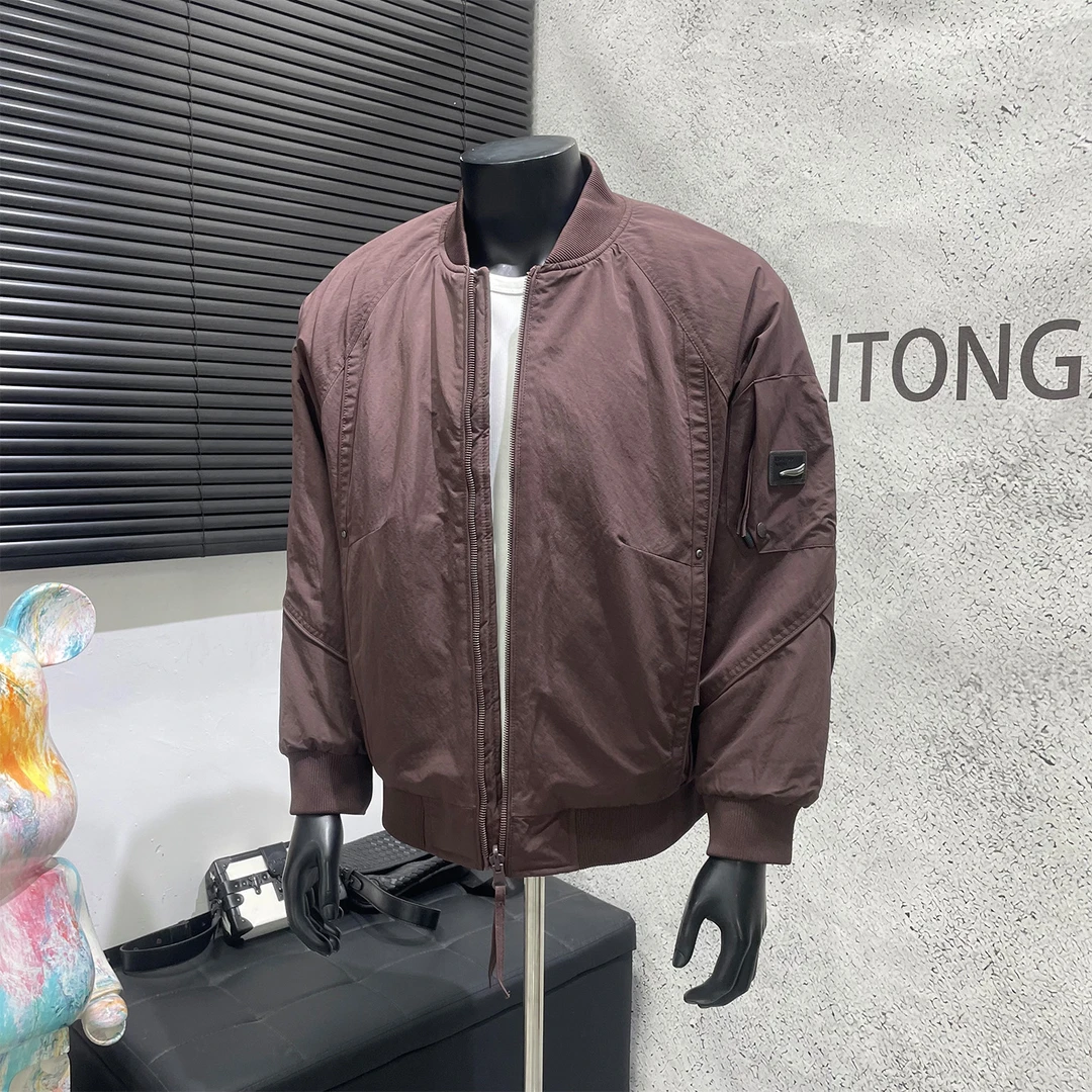 K先生男装店 棒球领飞行两面穿棉服男士冬季美式宽松短款棉衣外套