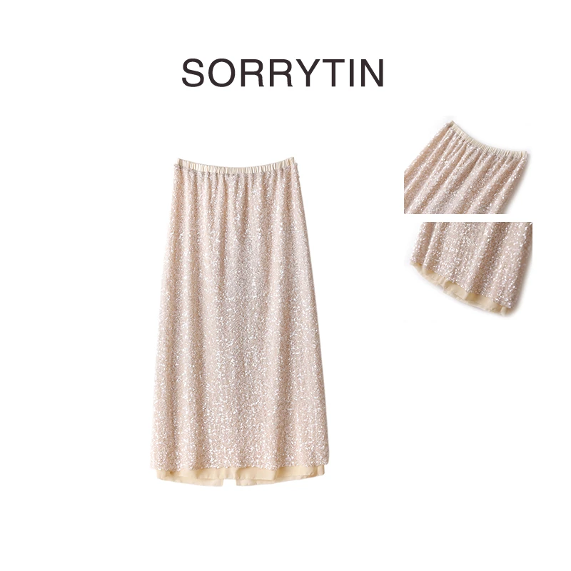 《月光下的湖泊》SORRYTIN Jue美重工鎏金柔光 高级感亮片半身裙