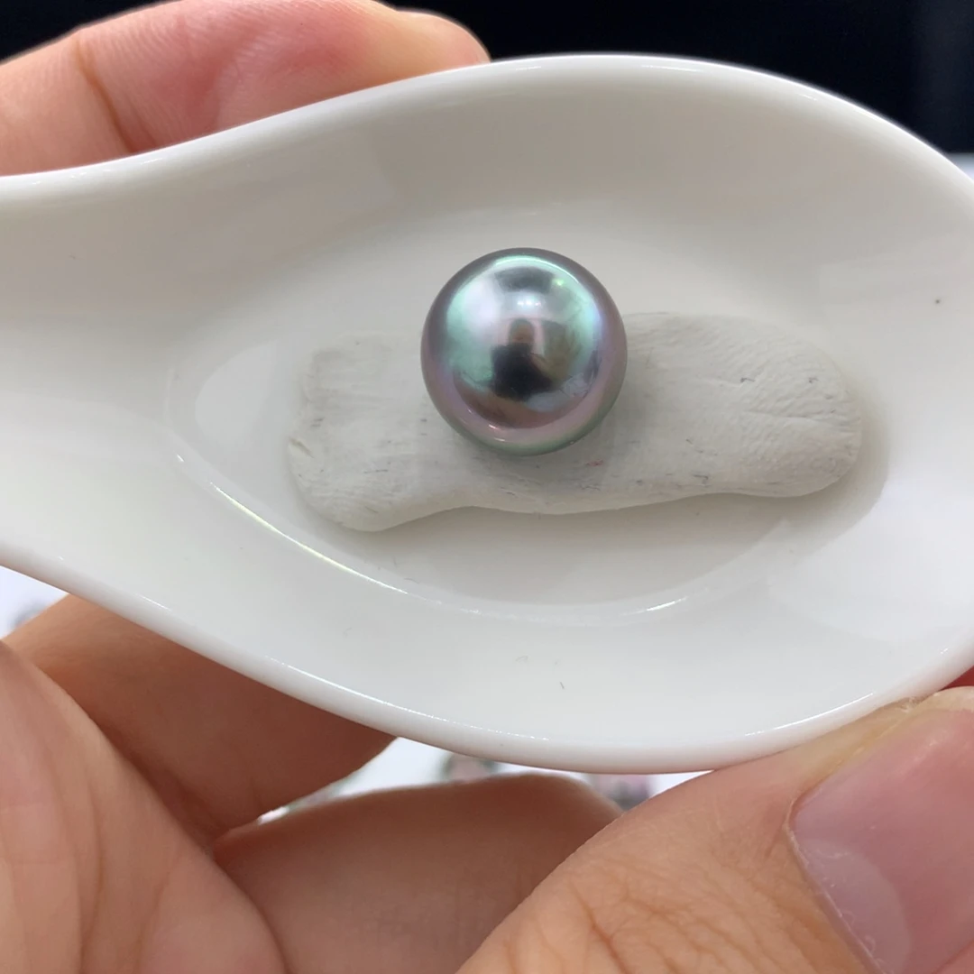 未镶嵌裸珠定制海水珍珠彩虹渐变紫款后无瑕11.9mm