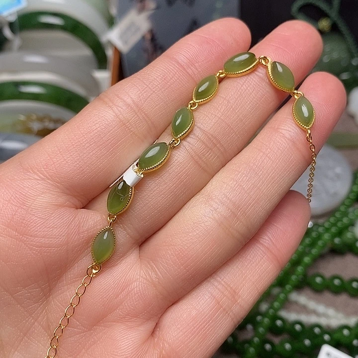 和田玉银S925镶嵌手链