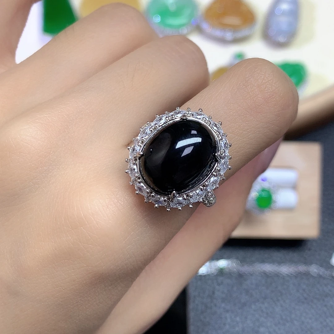 翡翠戒指银S925镶嵌2、