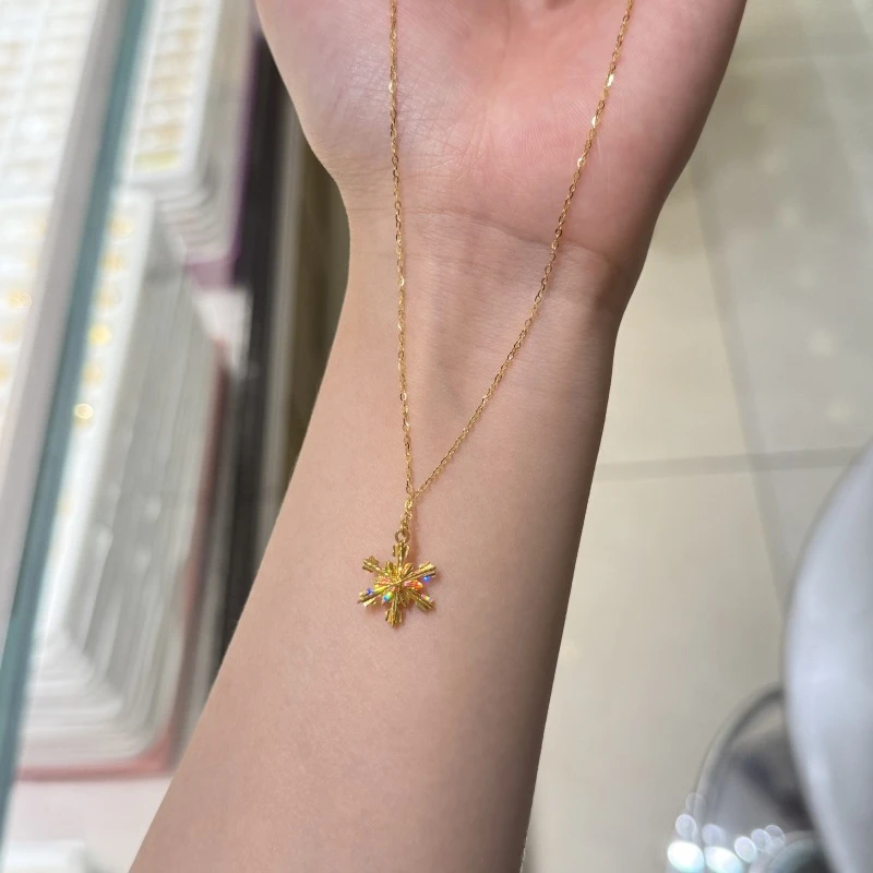 TX『冰钻雪花套链』5G黄金足金999 M扣
