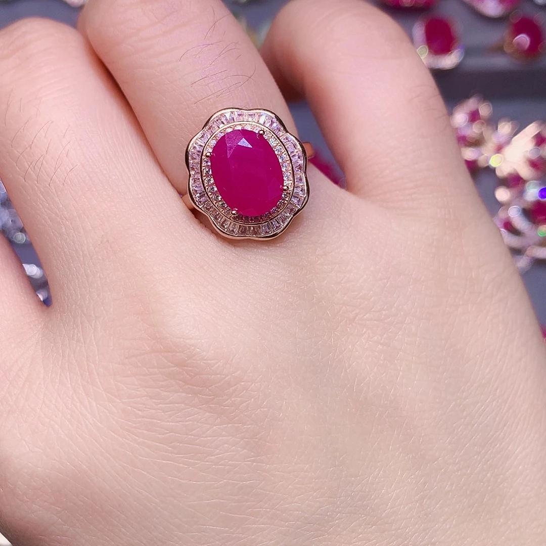 银S925镶嵌戒指红宝石