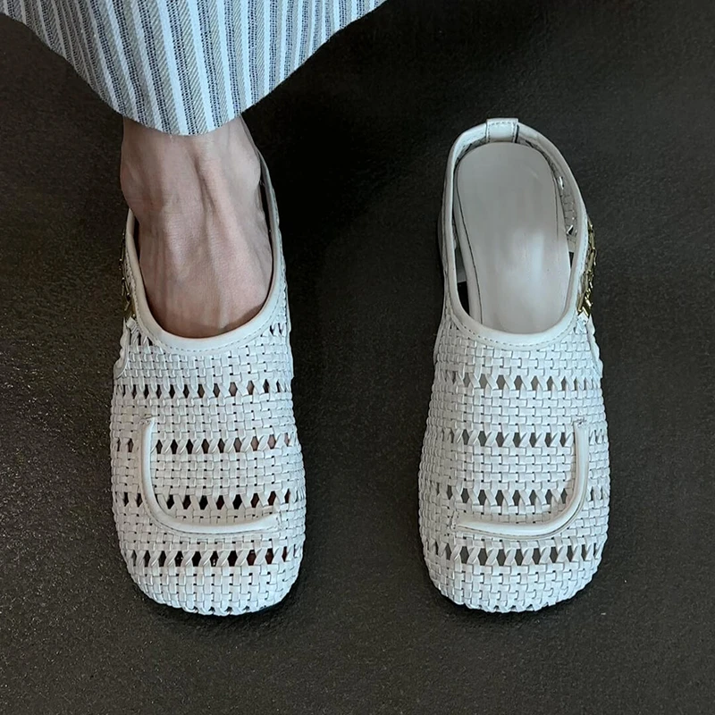 旗舰！复古镂空链子内增高凉拖鞋女时尚小众懒人一脚蹬穆勒拖凉鞋