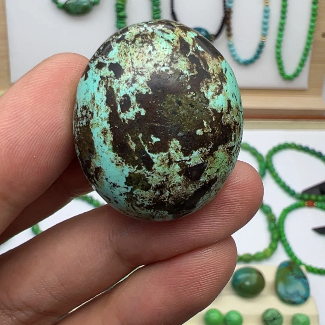 云盖高瓷蓝藏花枣珠