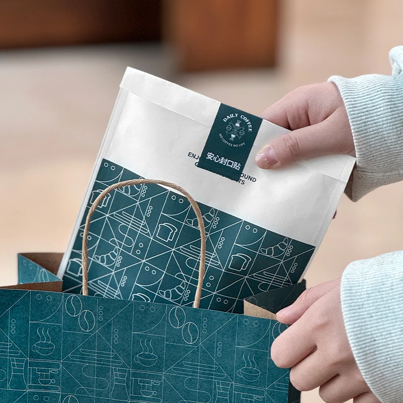 面包包装袋烘焙食品牛皮纸袋烘焙不干胶封口贴纸打包袋子商用定制