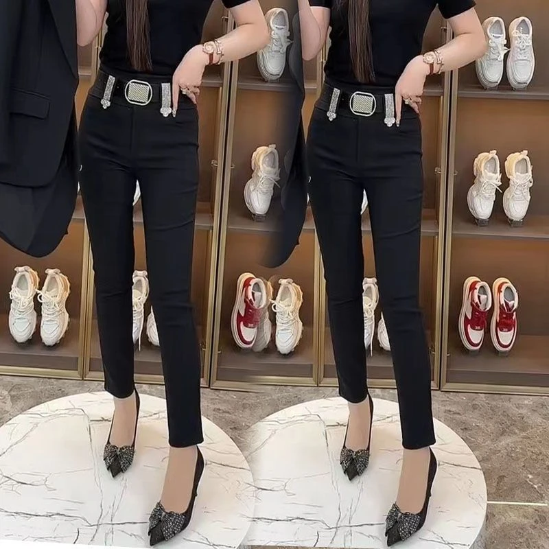 网红休闲裤子女2024新款爆款洋气显瘦百搭修身高腰小脚裤