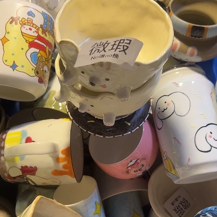 陶摆件不退不换卡通手绘