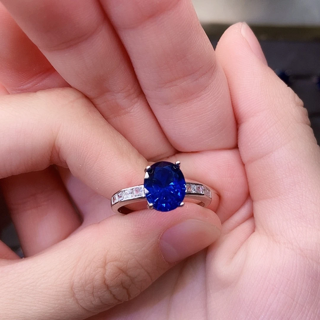 银S925镶嵌蓝宝石戒指