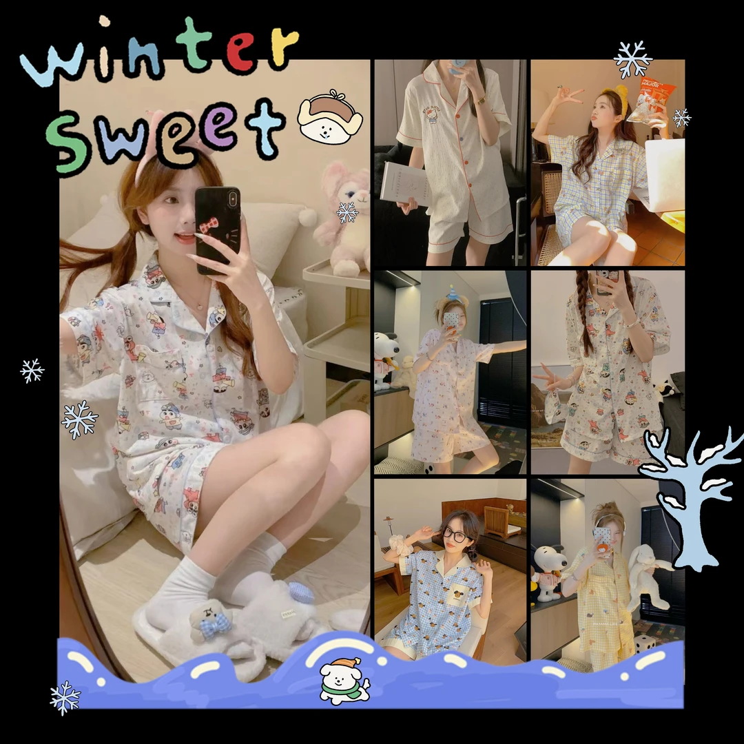 【夏季新款】云朵棉短袖短裤睡衣套装女2025新款两件套甜美可外穿