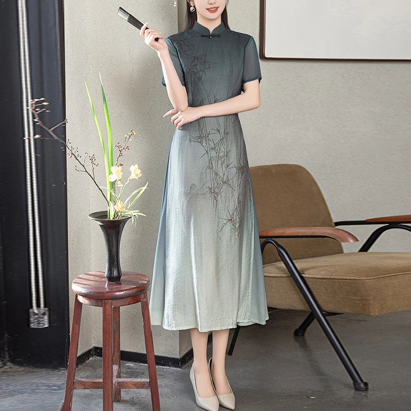 高端新中式旗袍绝美民国风夏季2025新款老上海日常可穿优雅连衣裙