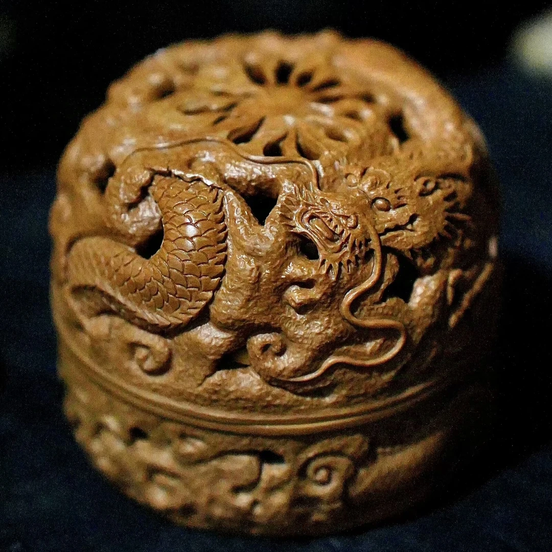 千石原石原创手工雕刻盘龙香炉家用中式香道摆件大号室内盘香香炉