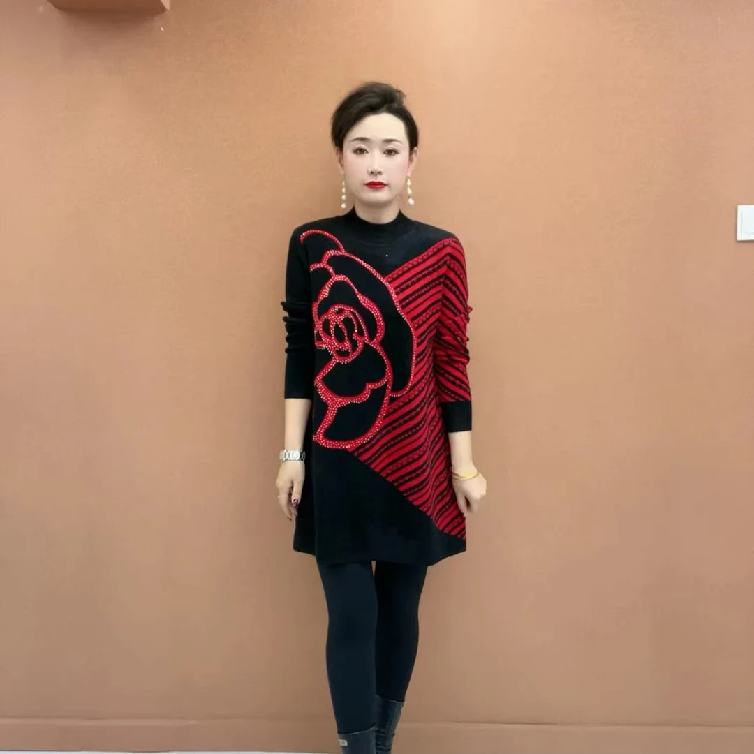 2025洋气宽松减龄保暖针织衫春冬新款高级时尚气质中年妈妈毛衣女