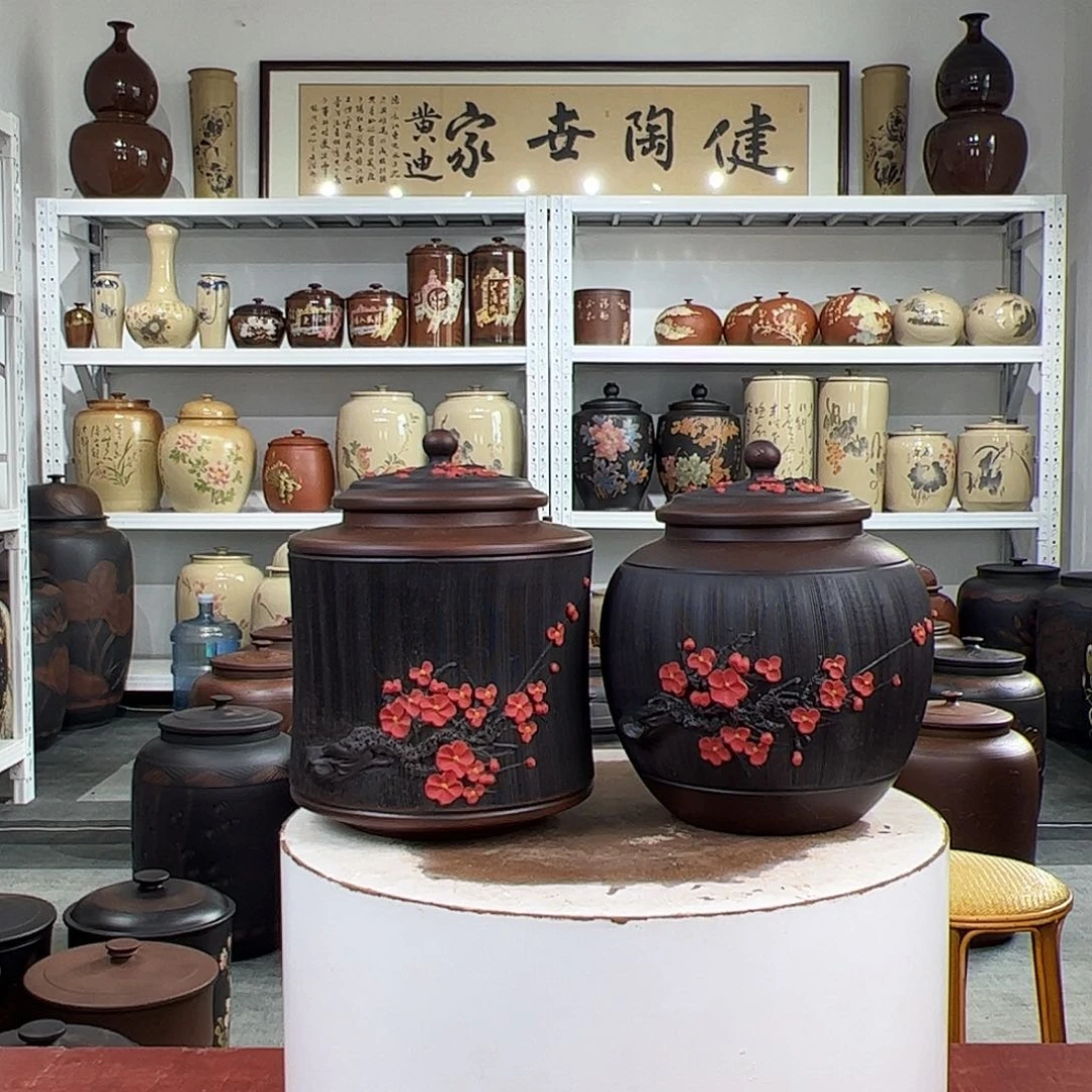 一对357克醒茶罐纯手工