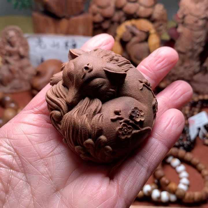 檀香木把件老山檀凤九奶香