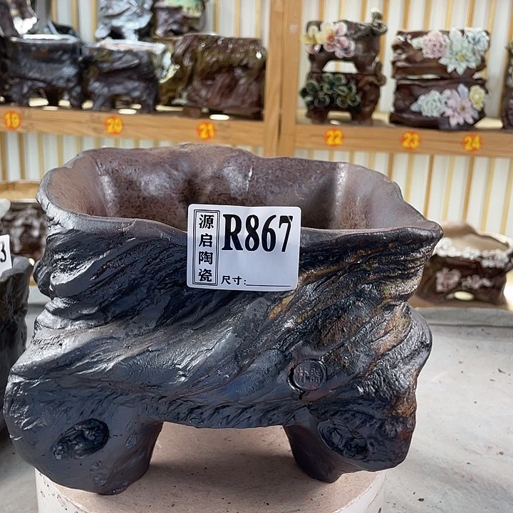 紫砂花盆景德镇陶瓷花盆867