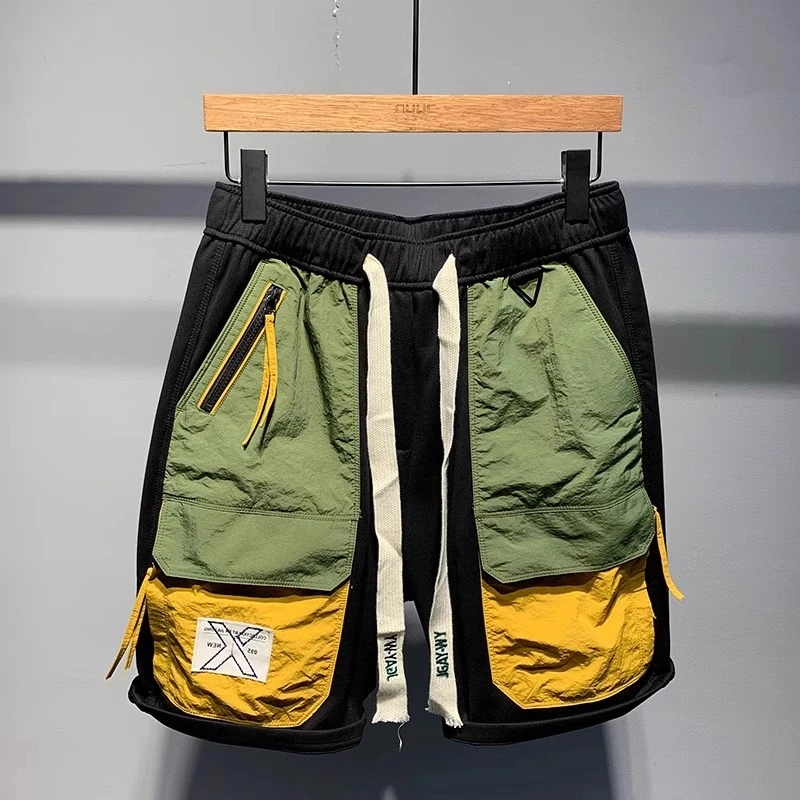 大码300斤工装速干短裤男夏季拼色百搭时高街男士山系风速短裤