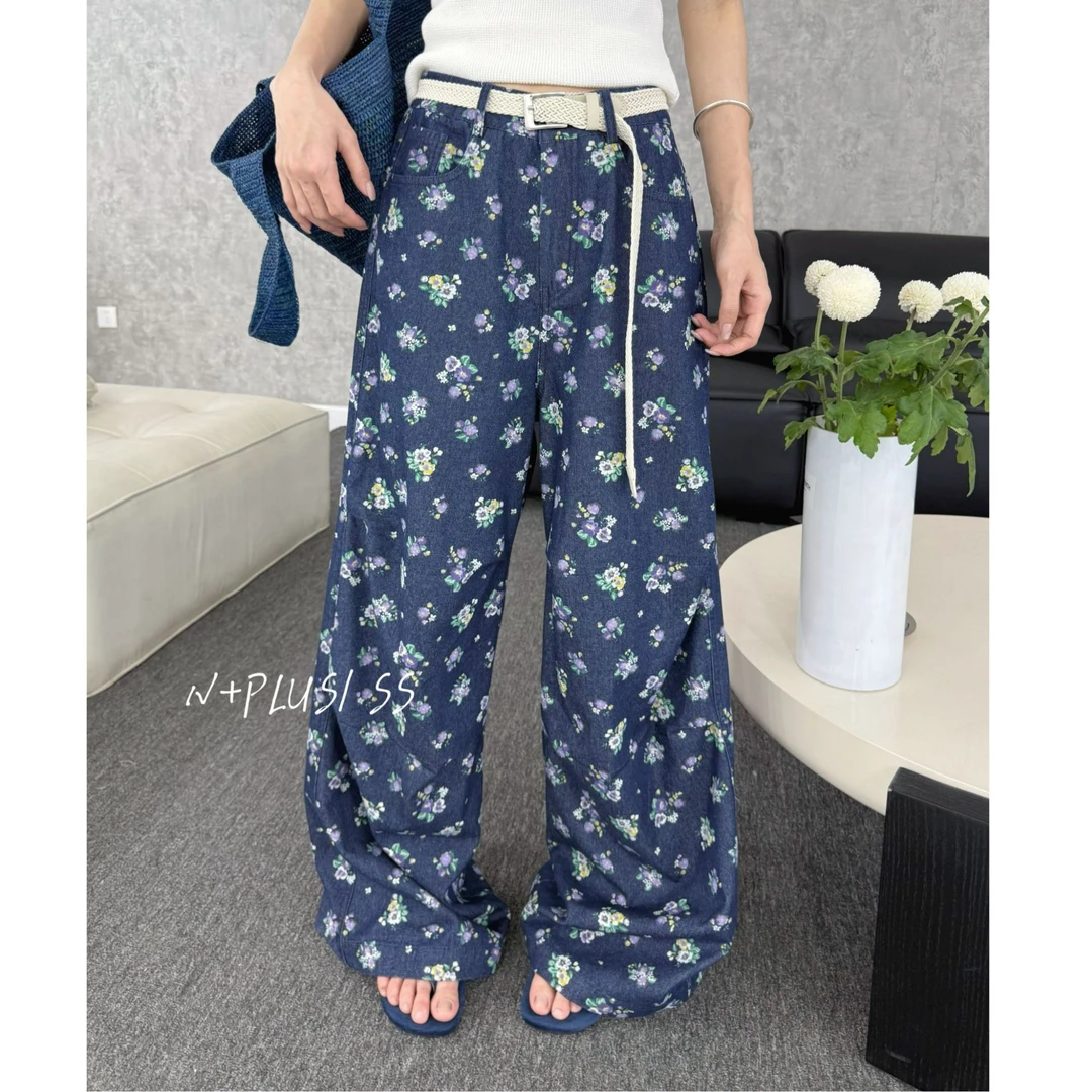 十三行7c-夏季福秒碎花阔腿牛仔裤#33090