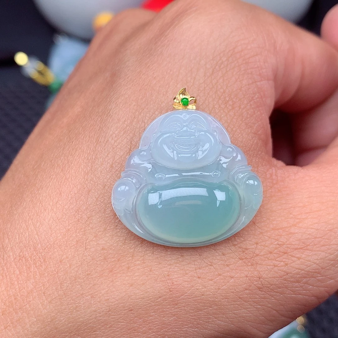 吊坠(不含链)18K金镶嵌翡翠