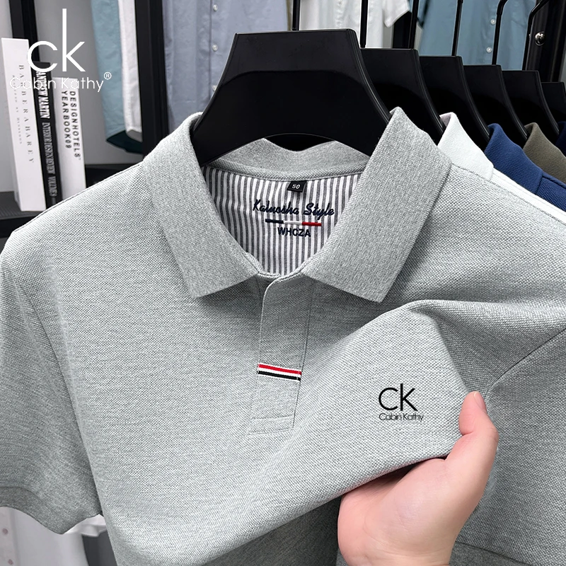 ck正品【海外撤柜】夏季新款纯棉高端休闲短袖Polo衫男透气排汗t恤