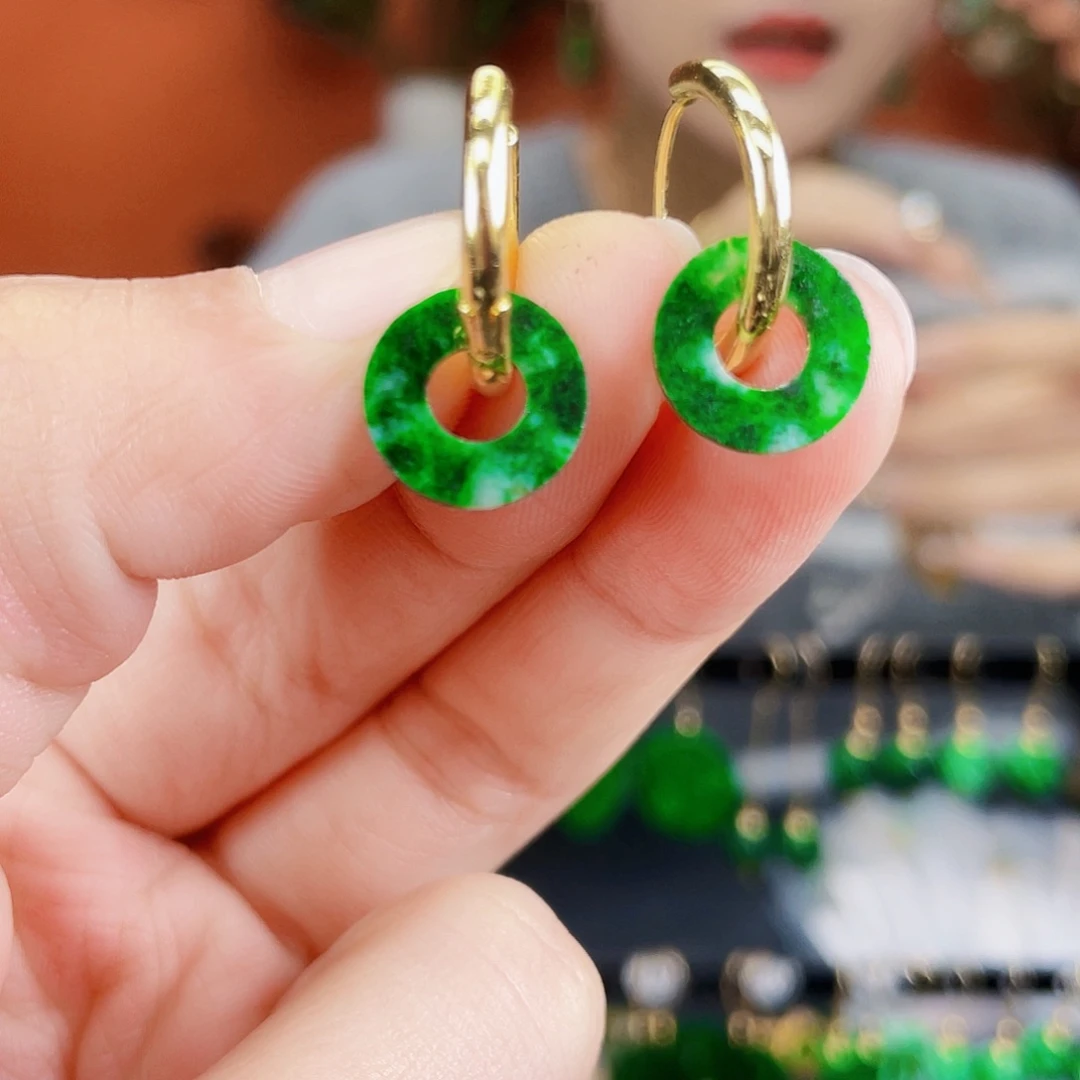 翡翠未镶嵌耳饰饰品