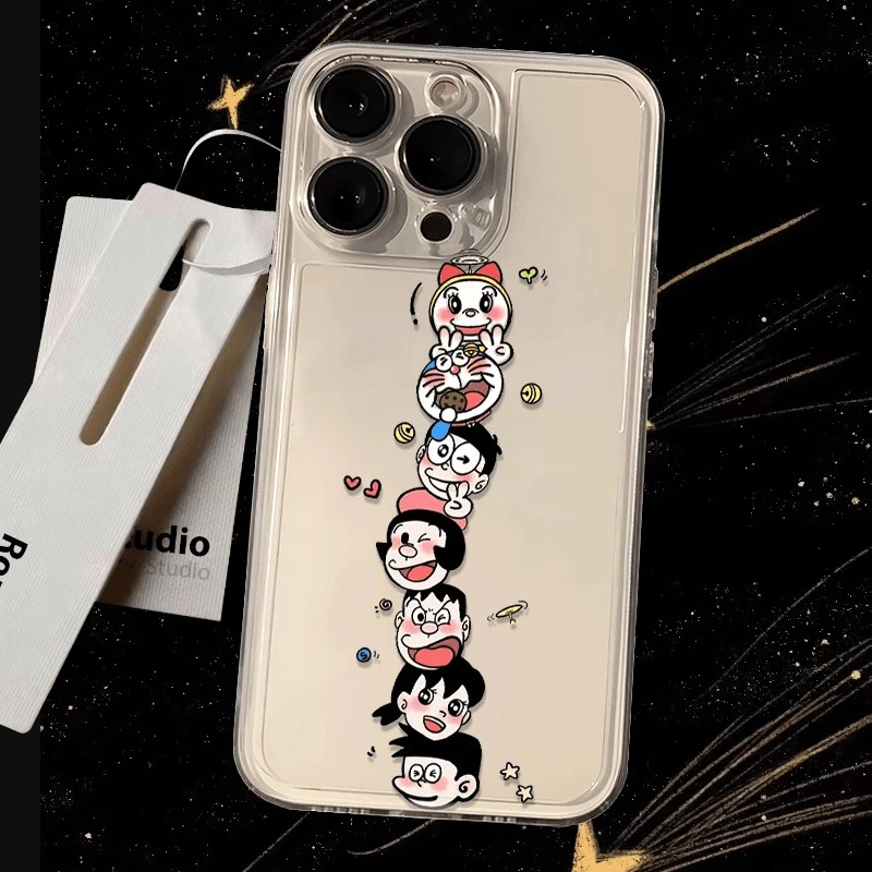 哆啦A梦叠叠乐11/12pro潮款透明iPhone13/14防摔全包15pro软壳78p