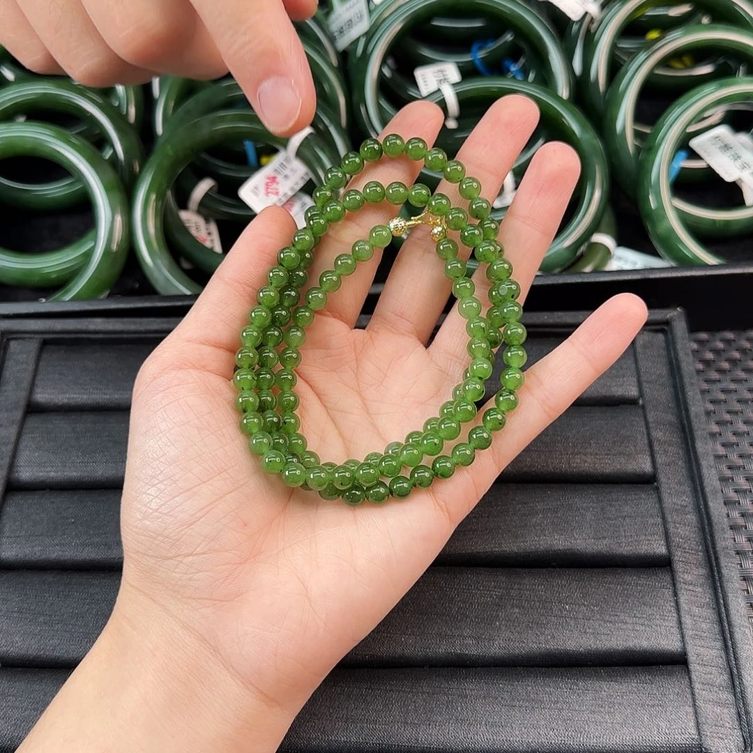 和田玉未镶嵌颈饰苹果绿万能链卡6