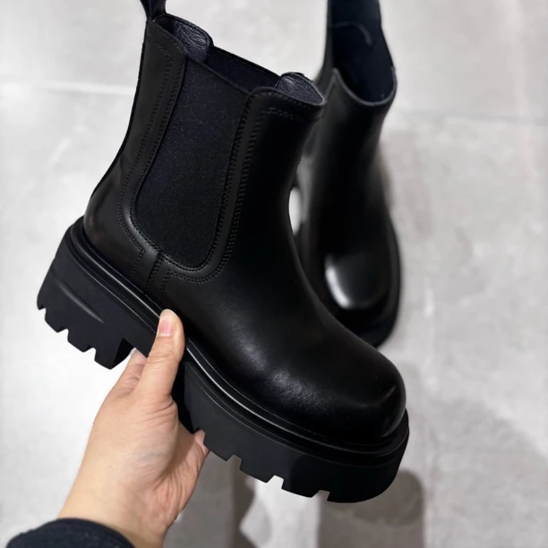 玛莎玛索MSMS37-630增高切尔西烟筒靴时尚厚底潮流中筒